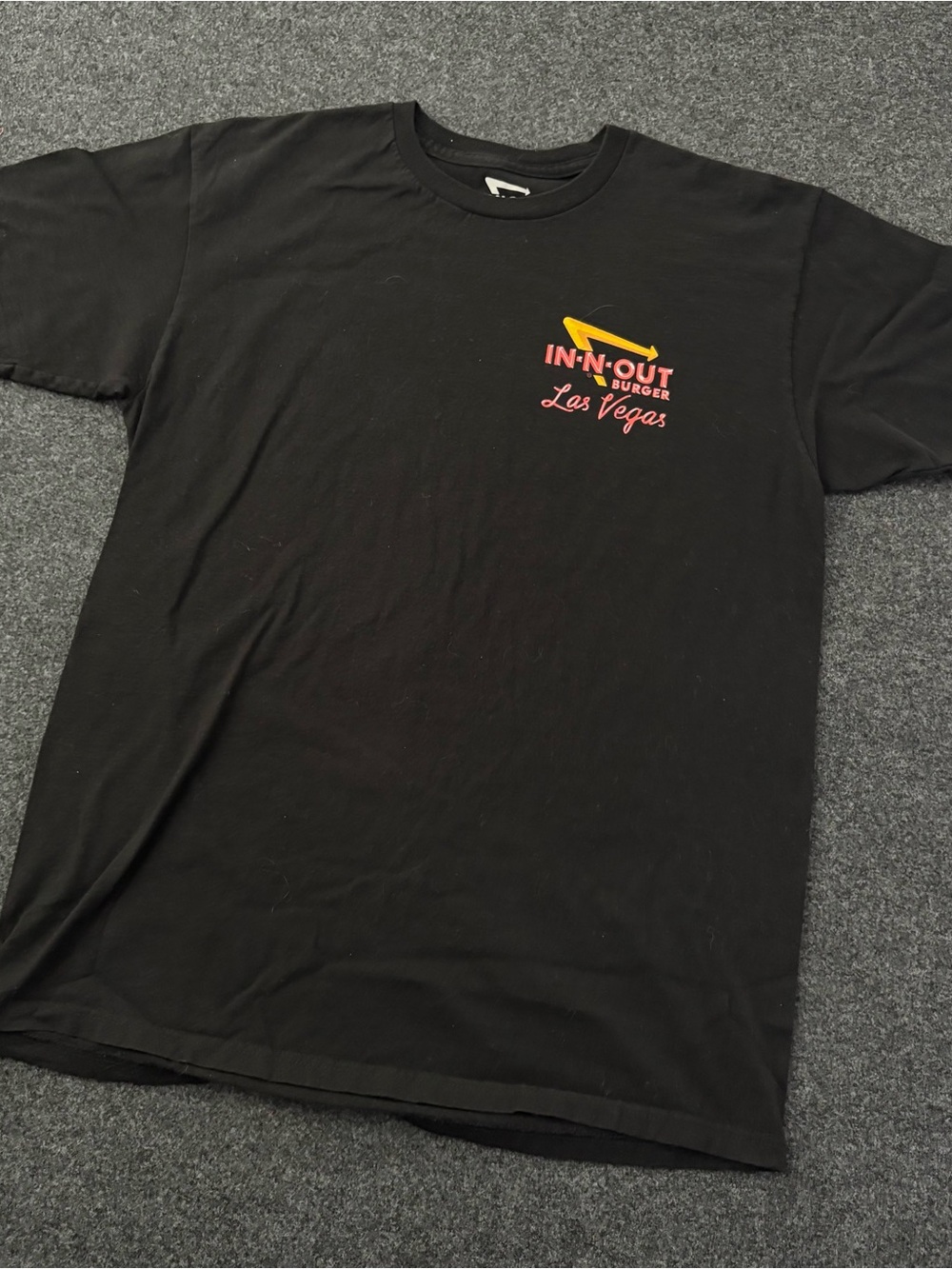In-N-Out Burger T-Shirt Mens  M Las Vegas Black Hot Rods Auto Double Sided Retro
